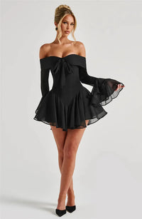 Off Shoulder Long Flare Sleeve Mini