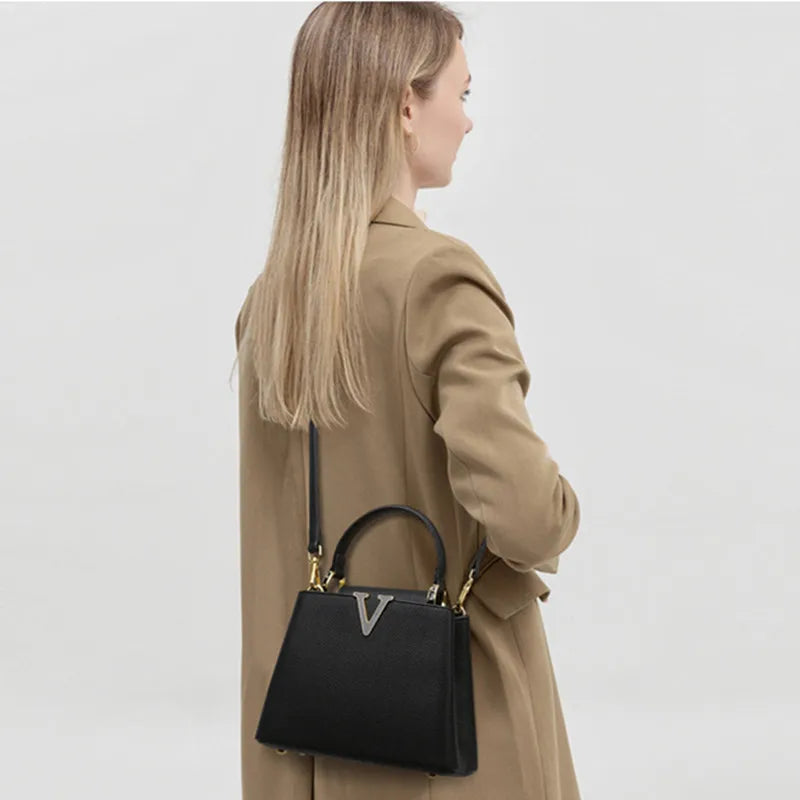 Luxury Leather Crossbody Tote Bag