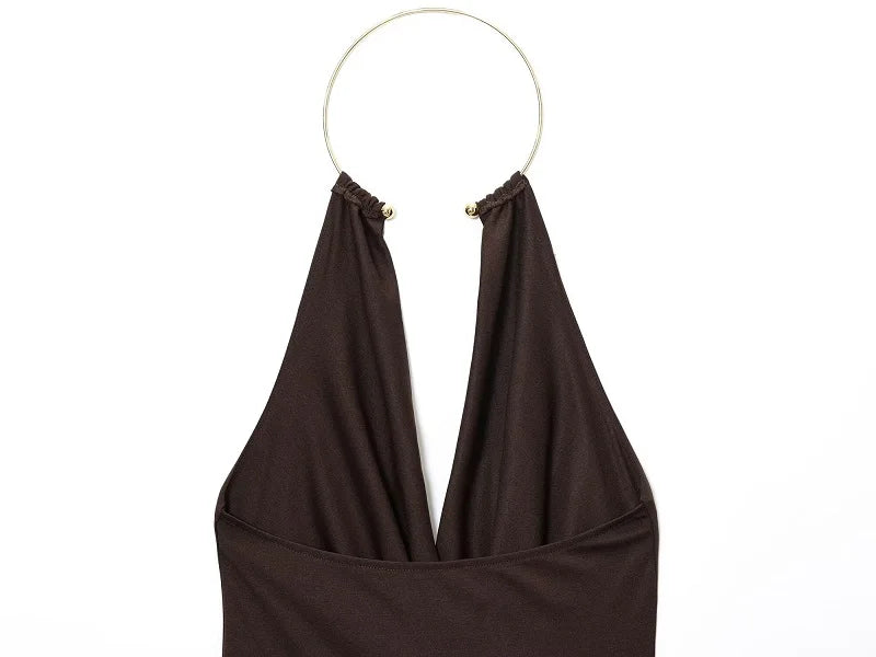 Gold Cuff Collar Sleeveless Bodysuits