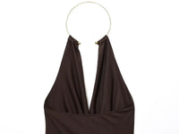 Gold Cuff Collar Sleeveless Bodysuits