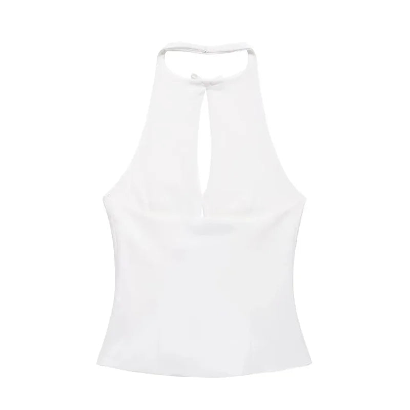 Bow Rhinestone Cut Out Backless Top