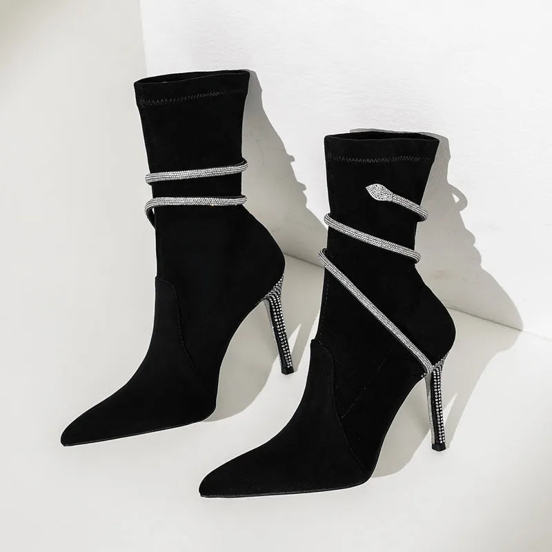 Serpentina Velvet Heel Boots