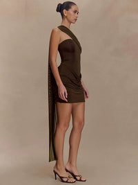 One Shoulder Backless Sexy Mini Dress