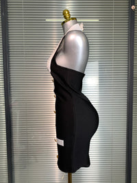 Sexy Halter Button Black Bandage Mini Dress