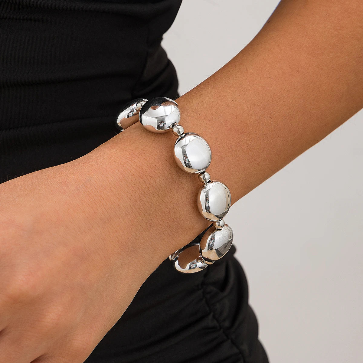 Irregular Geometric CCB Beads Choker Necklace Charm Bracelet Set