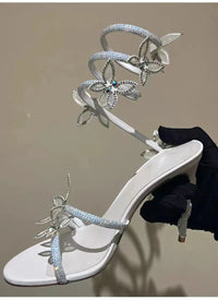 Crystal Embellished Butterfly Detail Heels