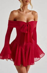 Off Shoulder Long Flare Sleeve Mini