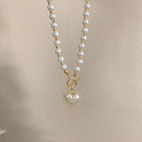 Heart Pendant Imitation Pearl Necklace