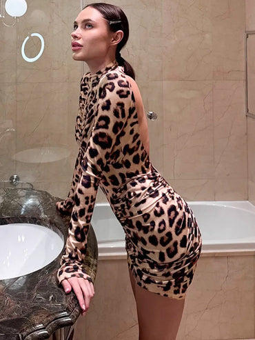 Backless Feline Fantasy Ruched Mini