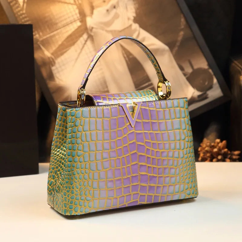 High-quality Crocodile Print Handbag