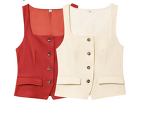 Sleeveless Button up Waistcoat Tank Top