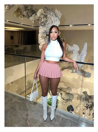 Sexy Mini A- Line Pleated Skirt