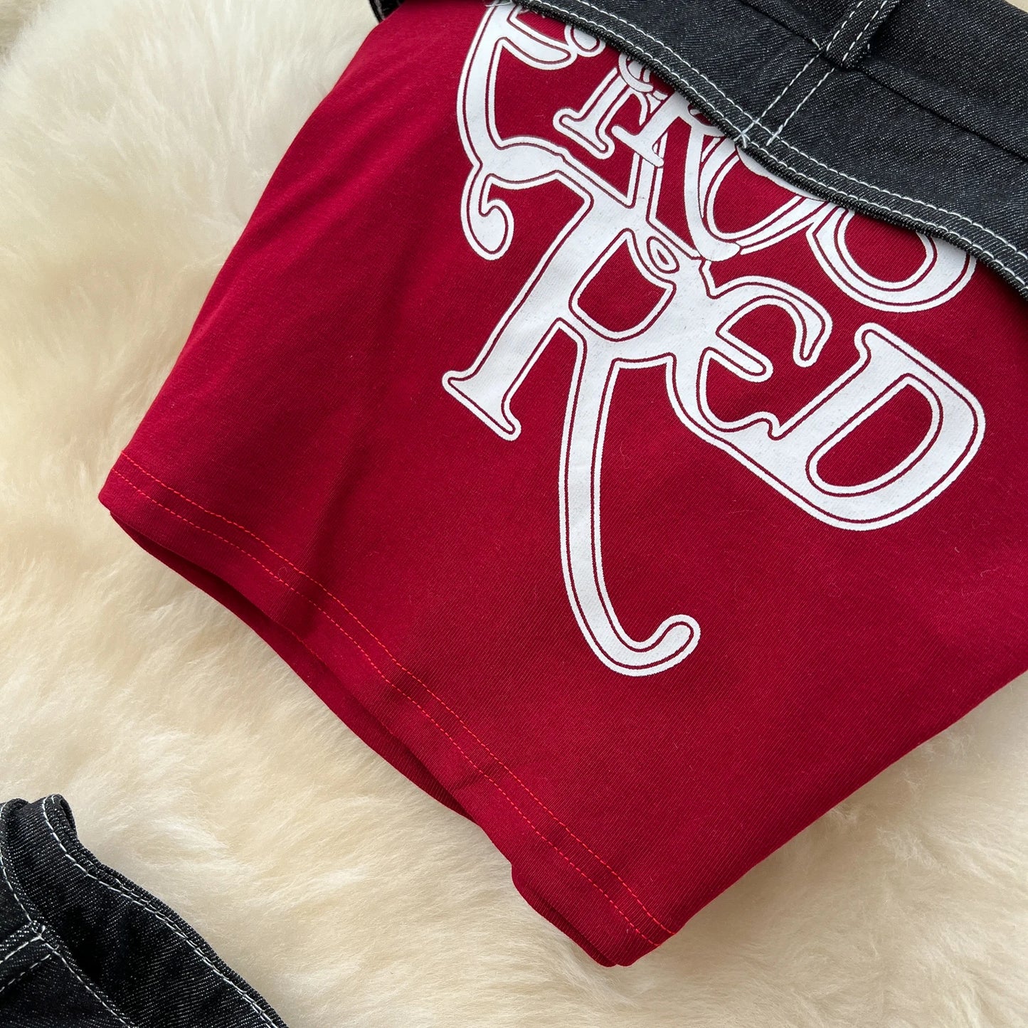 Strapless Letter Embroidery Retro Sexy 2pcs Set