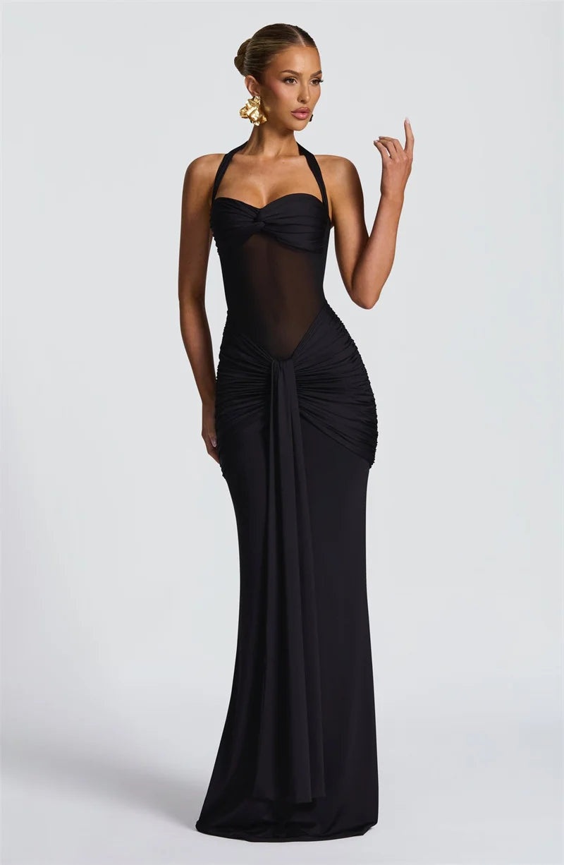 Midnight Muse Draped Maxi Dress
