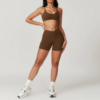Short Sleeve Gym Crop Top High Waist Legging Set