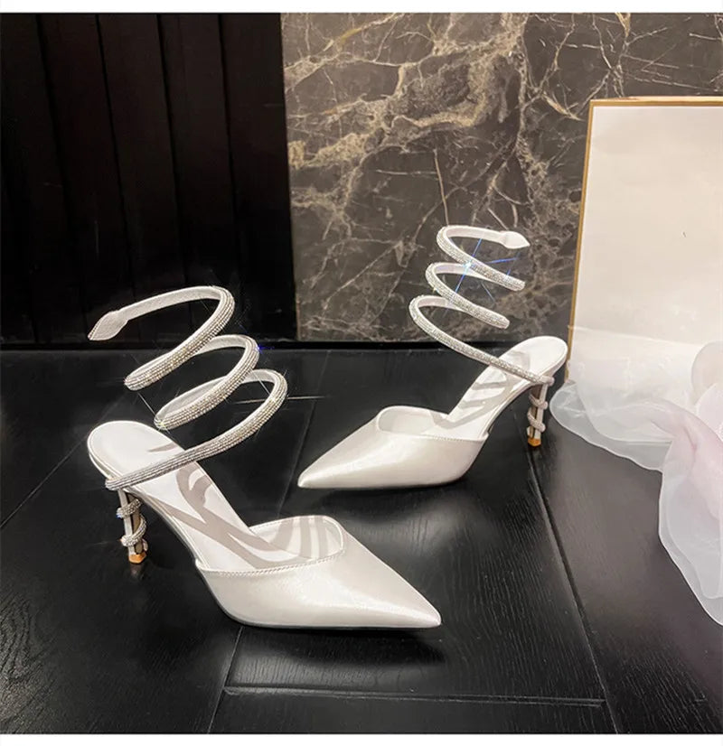 Luxury Rhinestones Snake Coiled Pumps