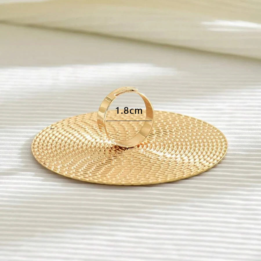 Gold Color Round Hollow Out Flower Ring