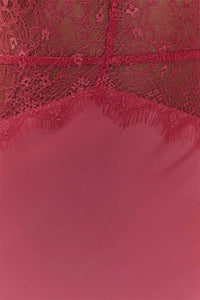 Patchwork Lace Halter Deep V Neck Maxi Dress