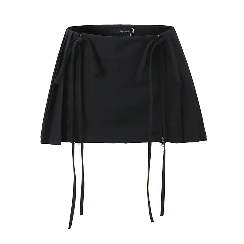 Tie Me Up Pleated Mini Skirt