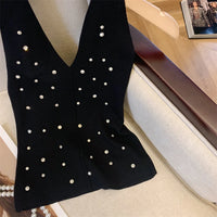 Halter Rhinestone Knitted Tank Top
