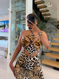 Jungle Fever Hollow Out Maxi Dress