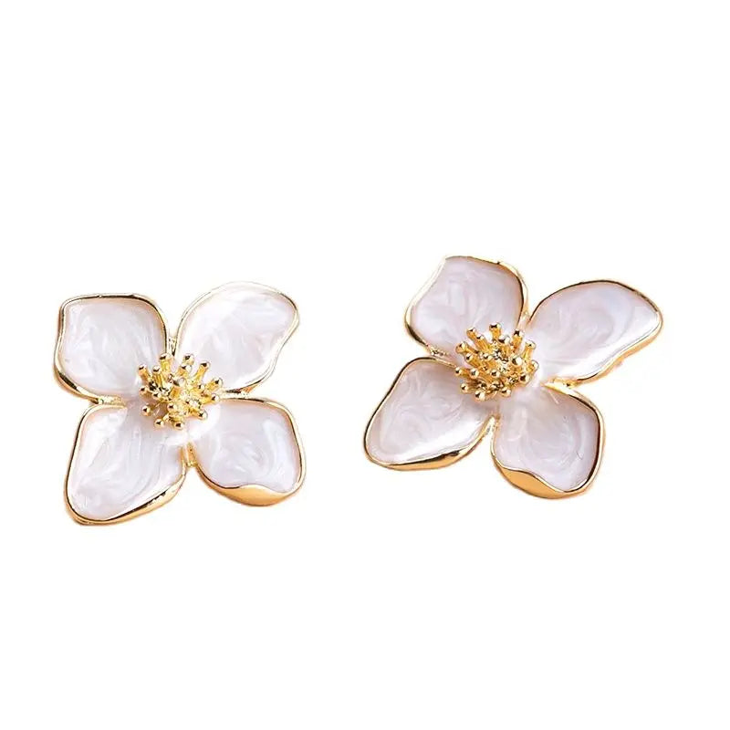 Flower Stud Pink White Flower Earring