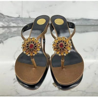 Rhinestone Flower Decor Heeled Slippers
