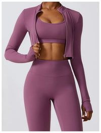 Crop Top Long Sleeve Leggings Set