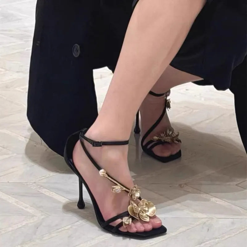 Star style Metal Flowers Stiletto High heels