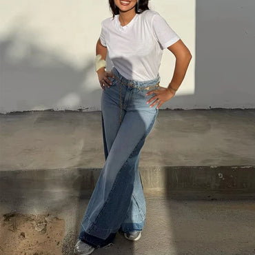 High Waist Blue Baggy Wide Leg Jeans