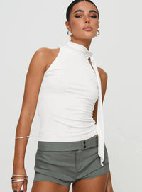 Sleeveless High Neck Tie Top