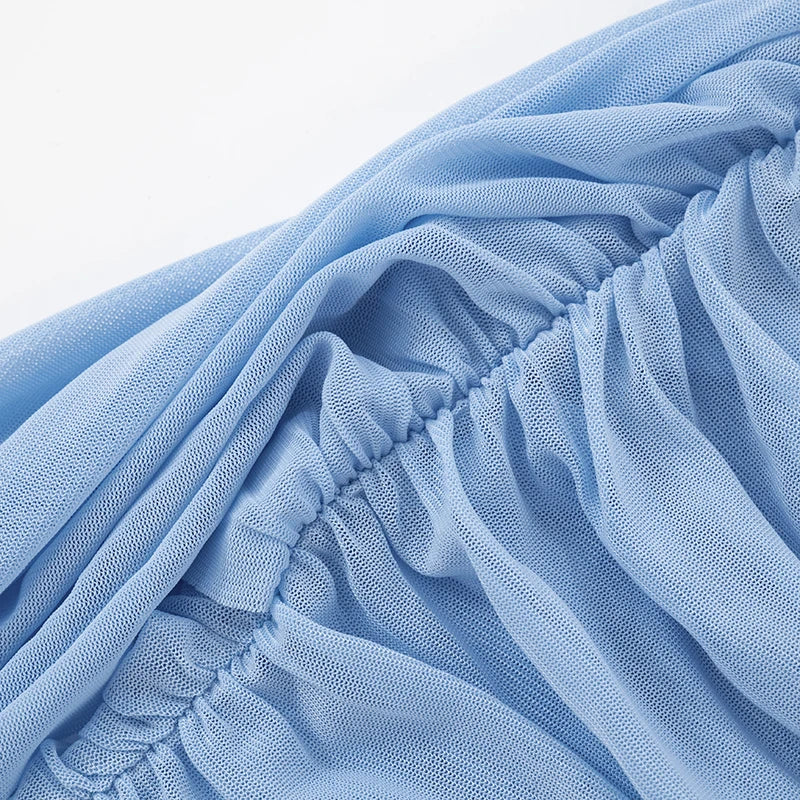 Two-Piece Mesh Patchwork Pleated Mini Dress