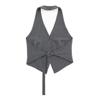 Off Shoulder Sleeveless Backless V Neck Waistcoat
