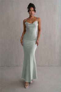 Floral Draped Backless Maxi Dress