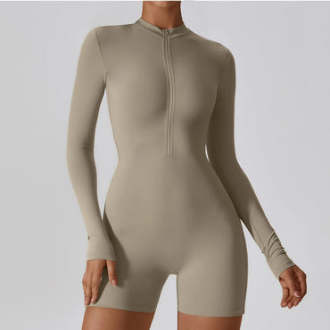 Zipper Long Sleeve Fitness Romper