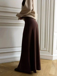 Casual Satin  Loose High Waist Maxi Skirt