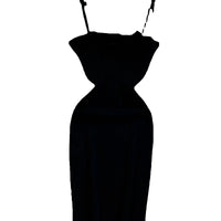 Ribbed Lace Up  Ruffle Trim Mini Dress