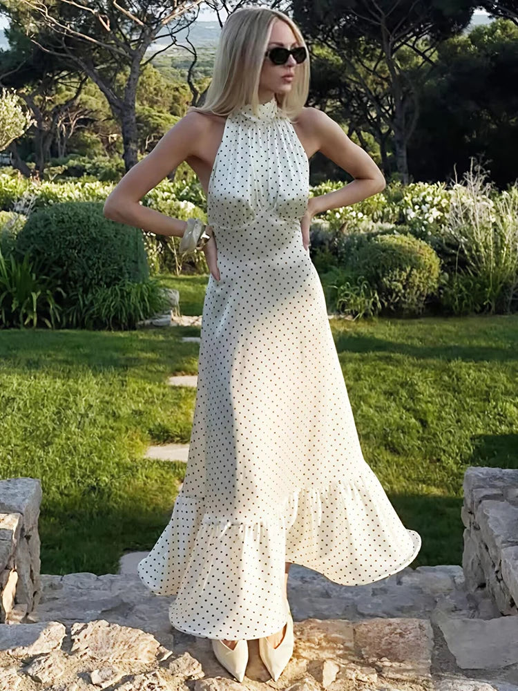 Dot Me Down Halter Maxi