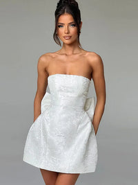 A-Line Strapless Bow Sexy Mini Dress