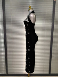 Halter Long Crystal Beaded Bandage Dress