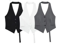 Off Shoulder Sleeveless Backless V Neck Waistcoat