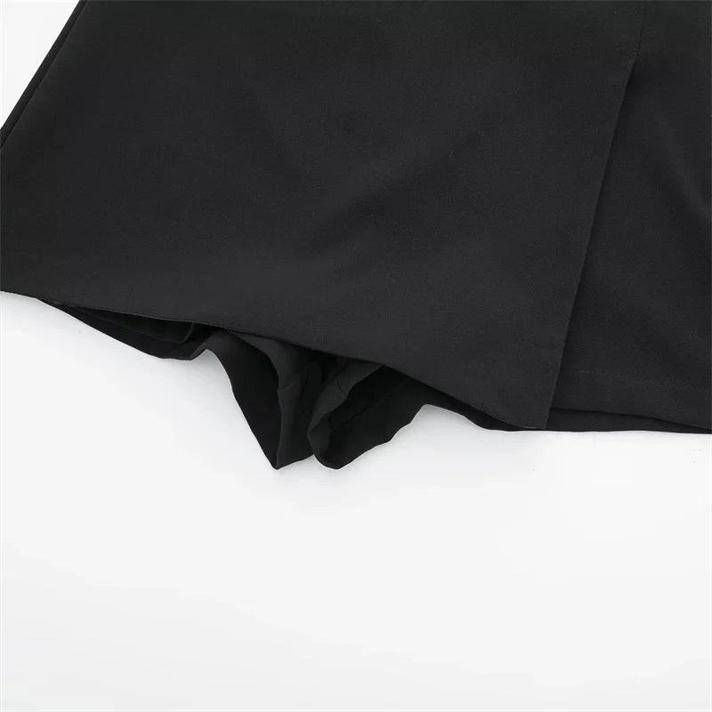 High Waist Mini Asymmetric Skort