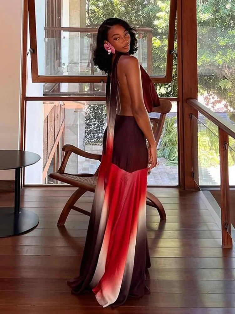 Halter Slim Backless Maxi Dress