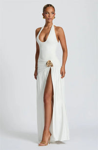 Elegant Halter Bodysuit And Skirt Maxi Dress Set