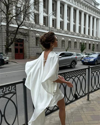 Shawl Sleeve Ruffle Sexy Mini Dress