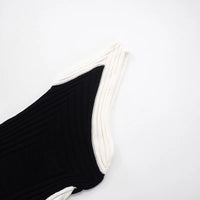 Contrast Color Patchwork  Incline Shoulder Mini Dress