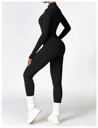 Long Sleeved One-piece Zipper Jumpsuit