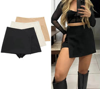 High Waist Mini Asymmetric Skort