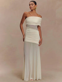 One Shoulder Mesh Sexy Maxi Dress