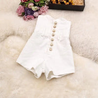 High Waist Single Breasted Tunic Solid Color Shorts